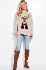 Plaid Deer Printed Top