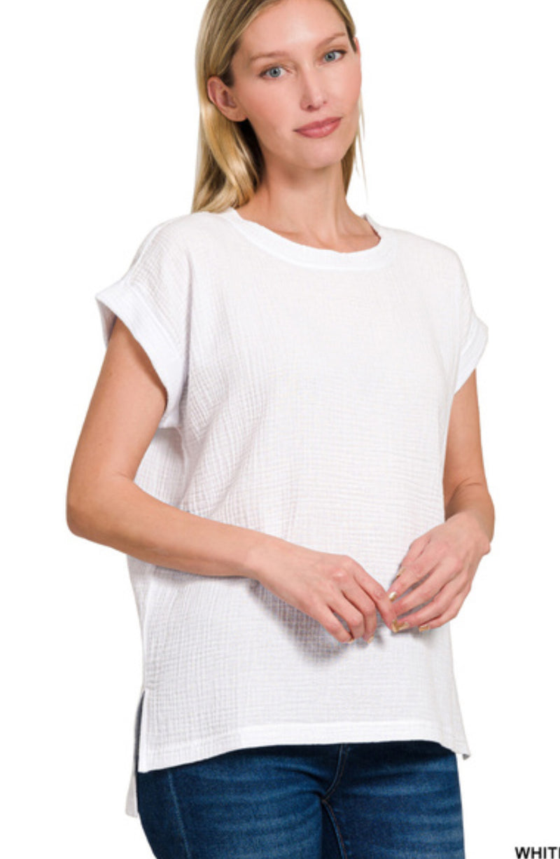 Double Gauze Short Sleeve Top