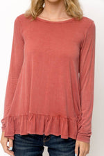 Ruffle Hem Top in Rust or Blush