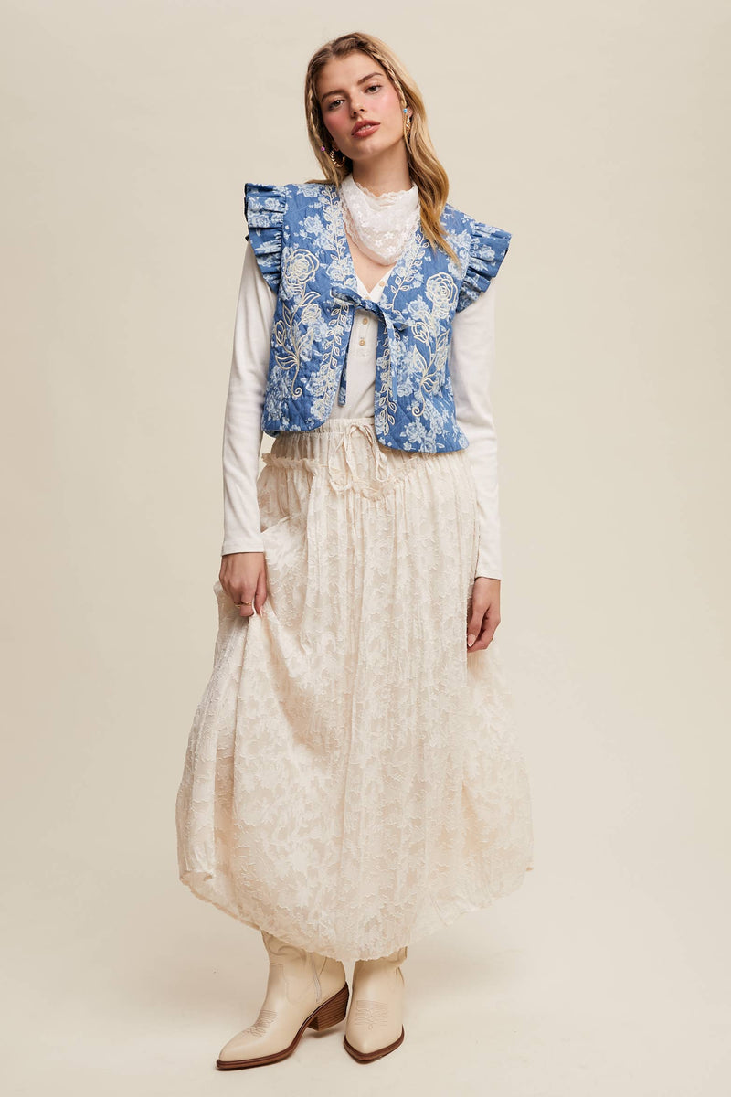 Floral Textured Maxi Skirt