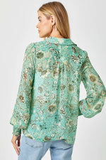 Sand Mix Pintuck Print Blouse
