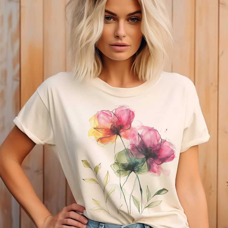 Flower Poppy Watercolor Graphic Tee