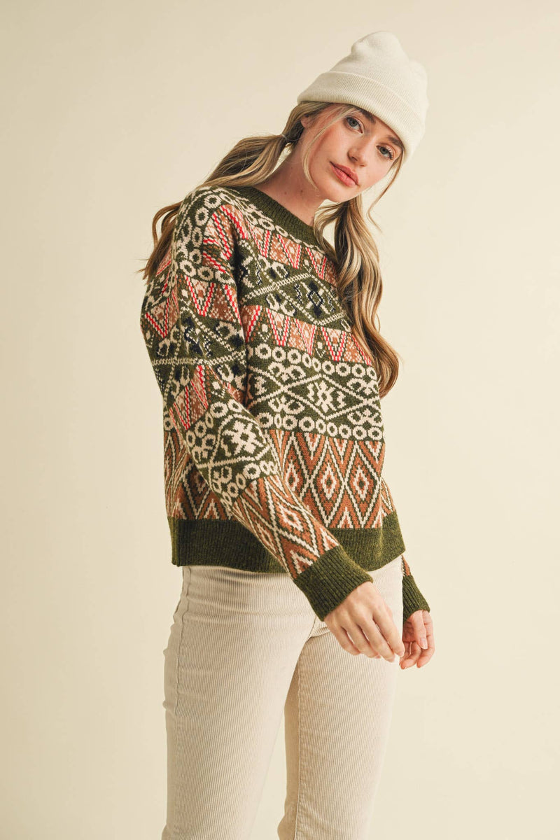 Green Alpine Design Sweater