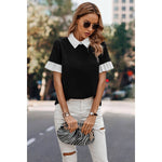 Black Blouse with Accent Trim