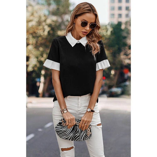 Black Blouse with Accent Trim