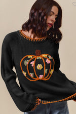 Cozy Crochet/Embroidered Pumpkin Sweater