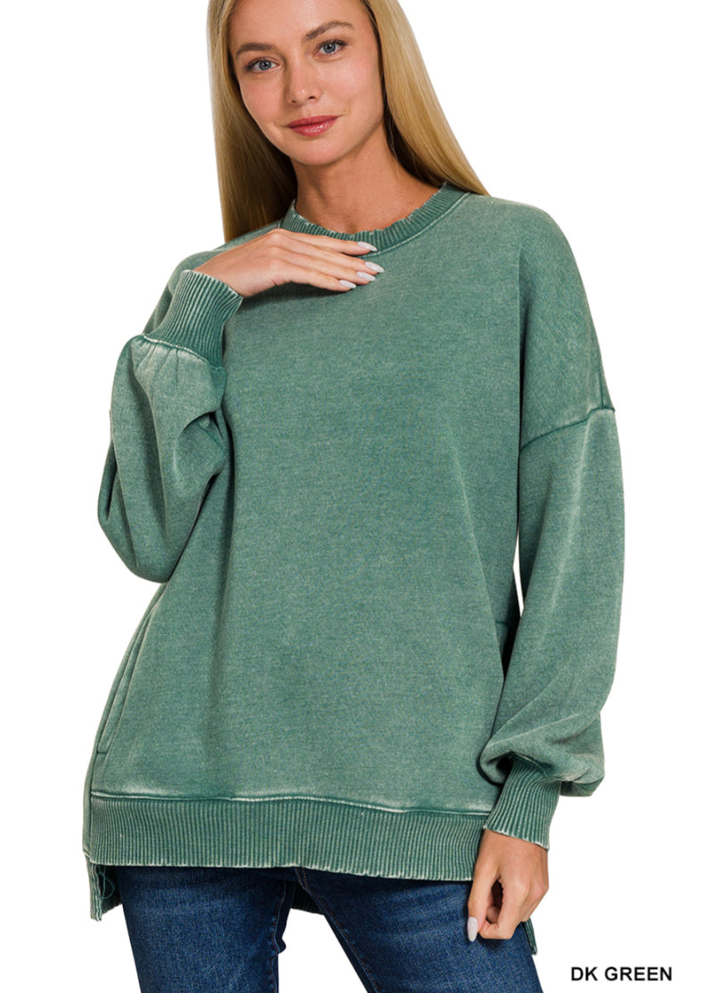 Acid -Washed Hi-Low Sweatshirt-New Colors!