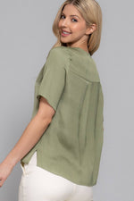 Crew Neck Washed Matte Satin Blouse