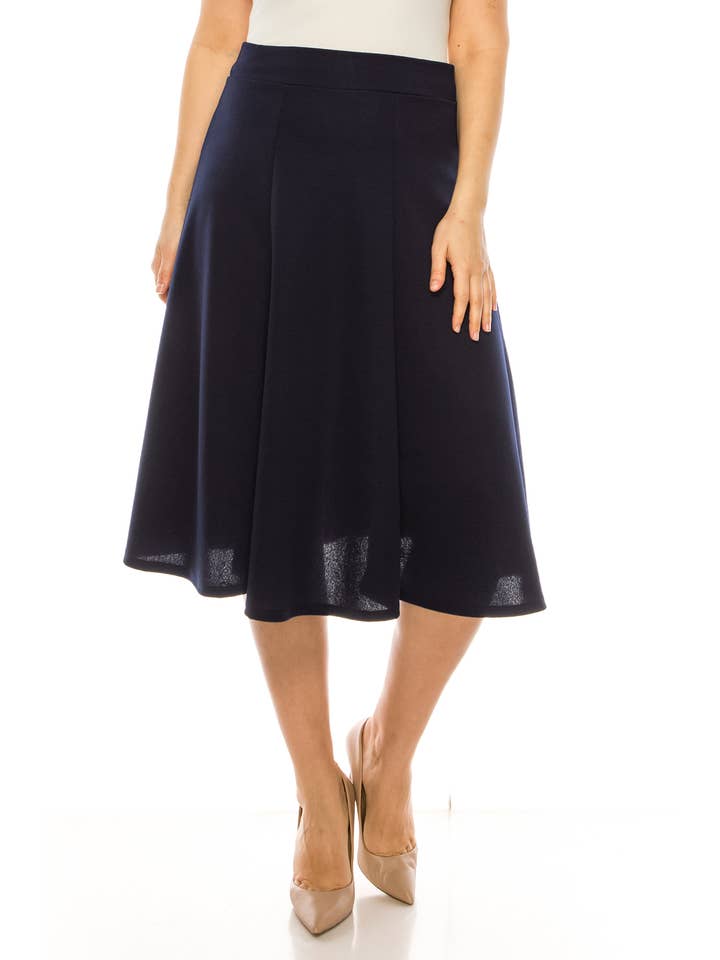 Women's Plus Classic Solid Midi A-Line Skirt