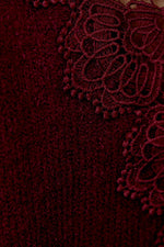 Back Lace Trim Wine Sweater