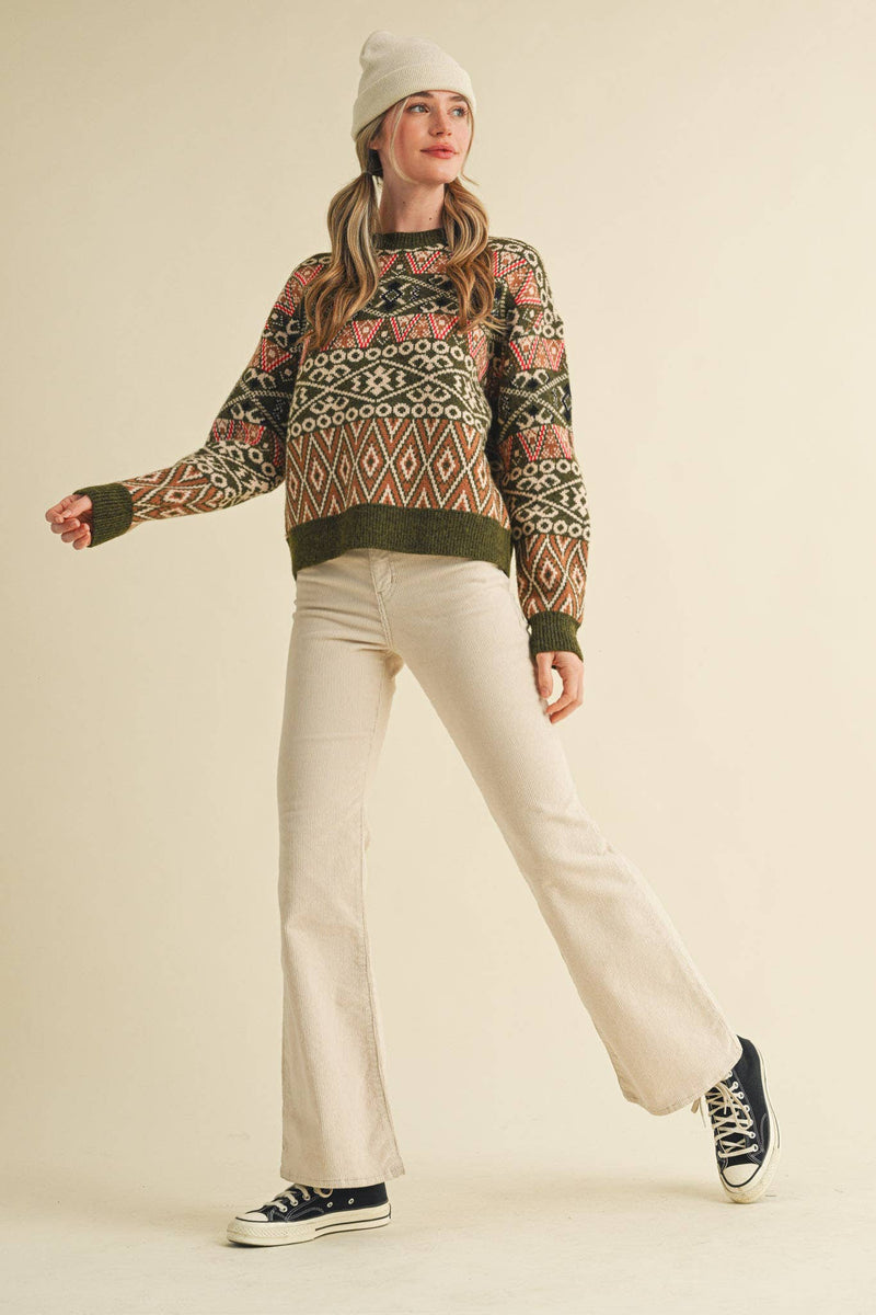 Green Alpine Design Sweater