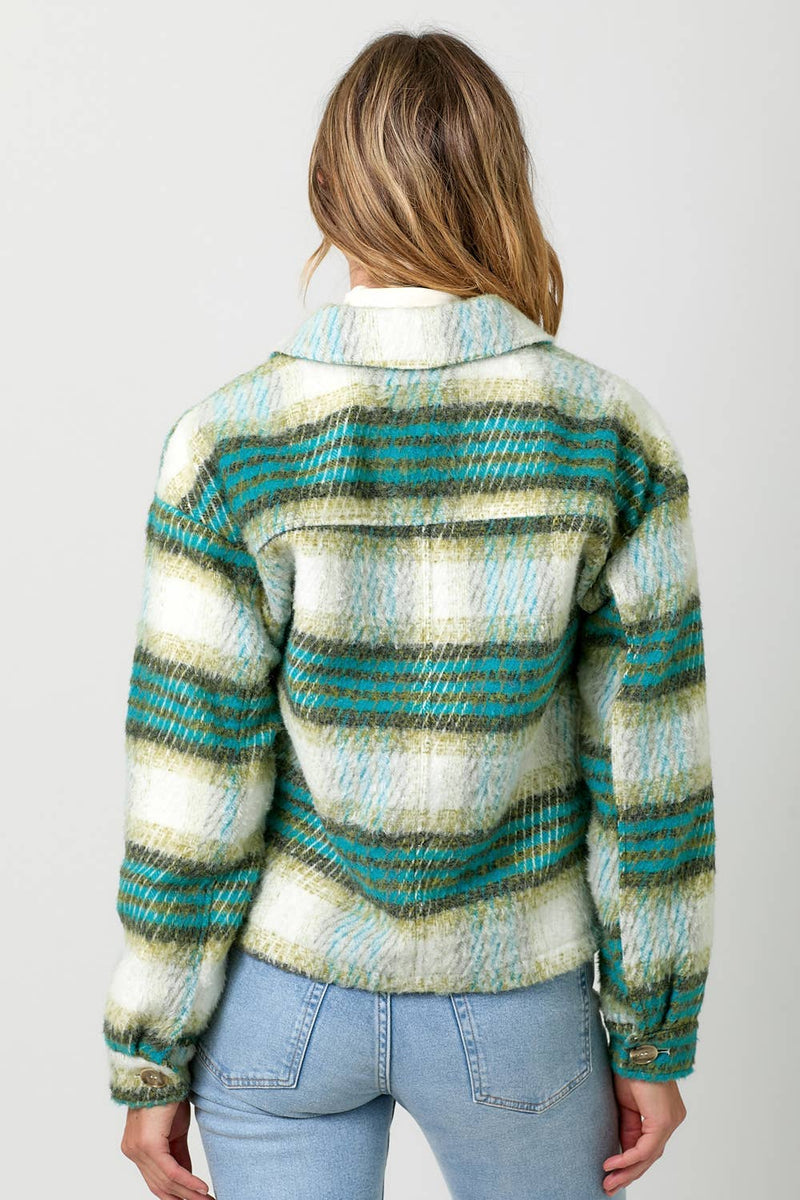 Green Cropped Plaid Jacket