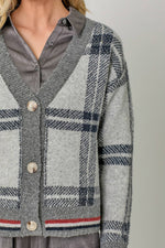 Grey Plaid Cardigan