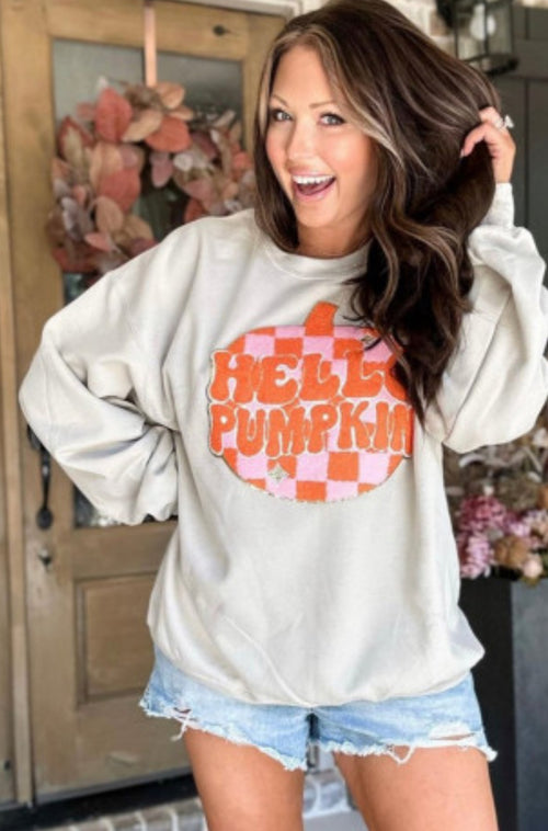 Hello Pumpkin White Sweatshirt