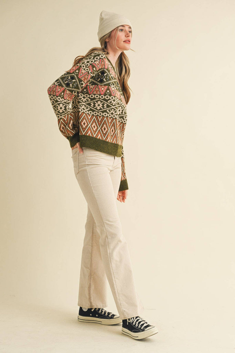 Green Alpine Design Sweater