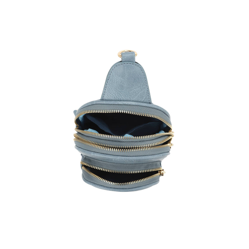Distressed Vegan Leather Multi Compartment Sling Bag