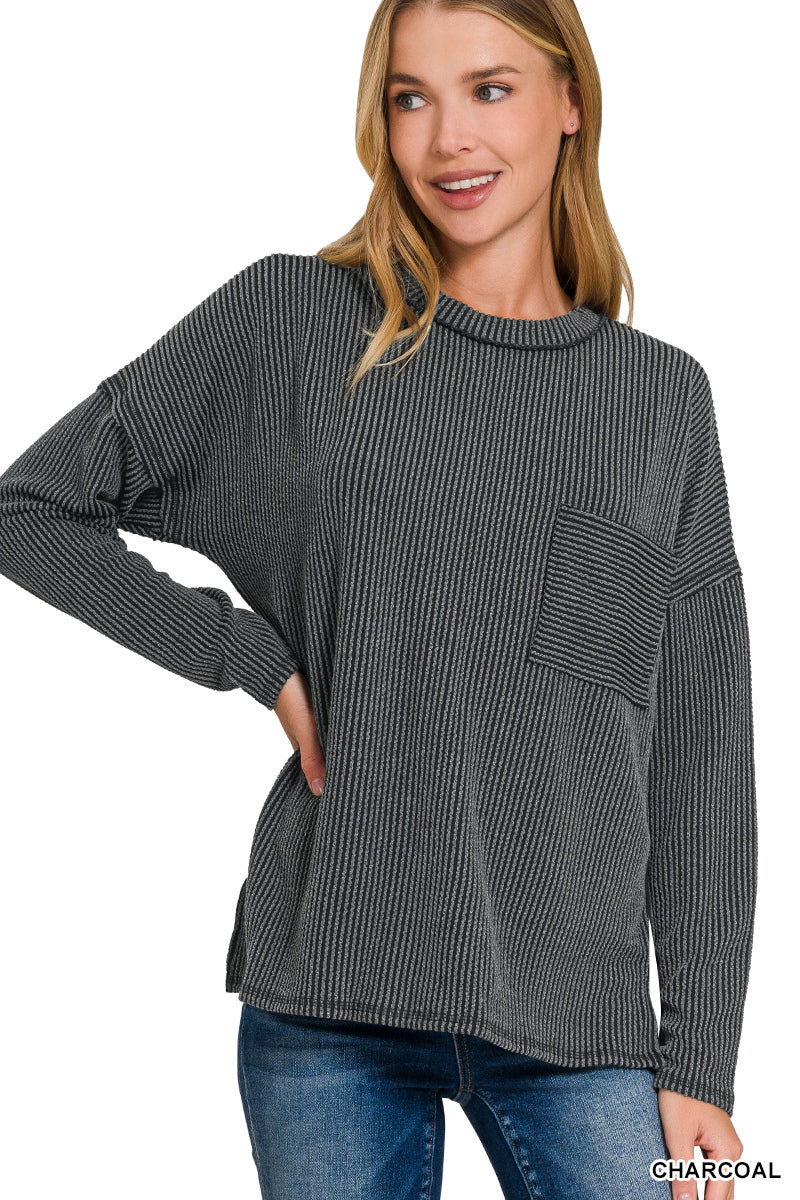 Ribbed Knit Drop-Shoulder Top in Seven Colors