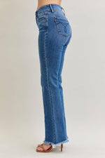High Waisted Bootcut Double Button WB & Fray Hem