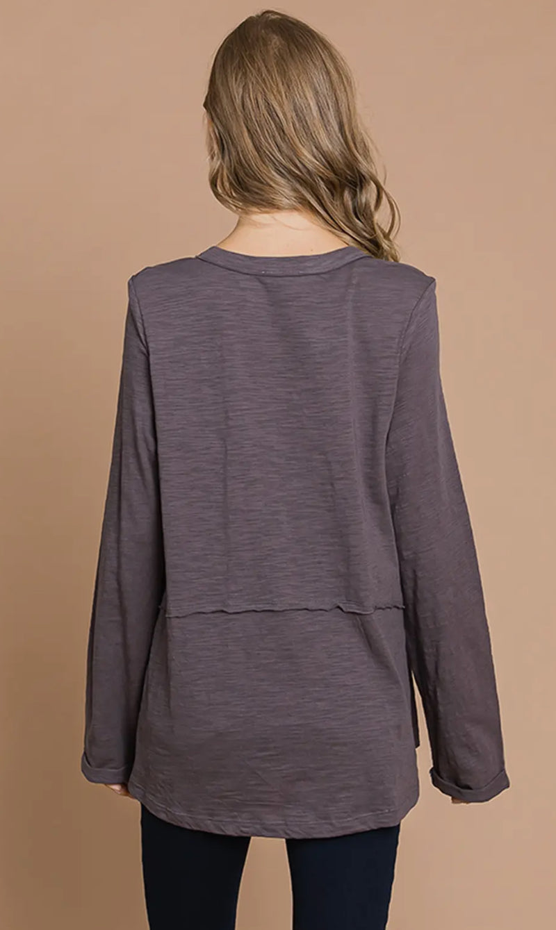 Charcoal Cotton Casual Top