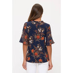 Sheer Ruffled Sleeved Floral Print Blouse