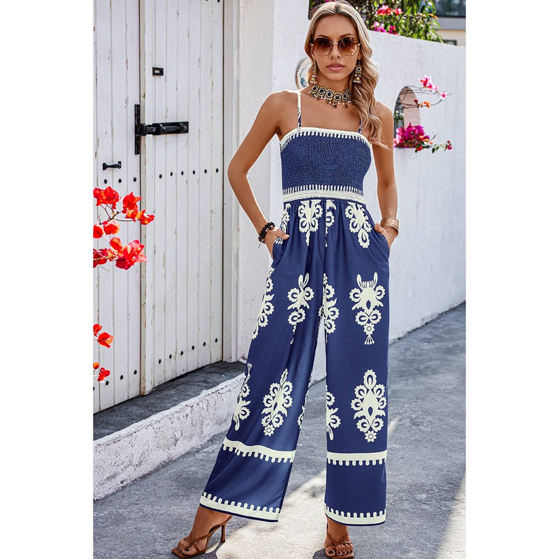 Tan Geo Print Jumpsuit
