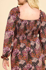 Plus Floral Patchwork Dress