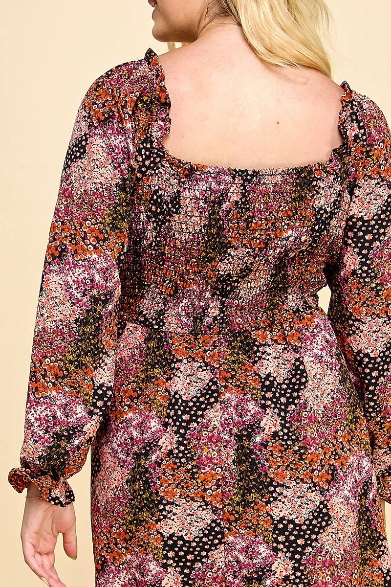 Plus Floral Patchwork Dress