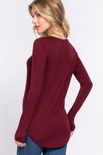 Long Sleeve Round Neck Rayon Top