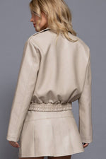 Faux Leather Jacket in Hazelnut or Cream