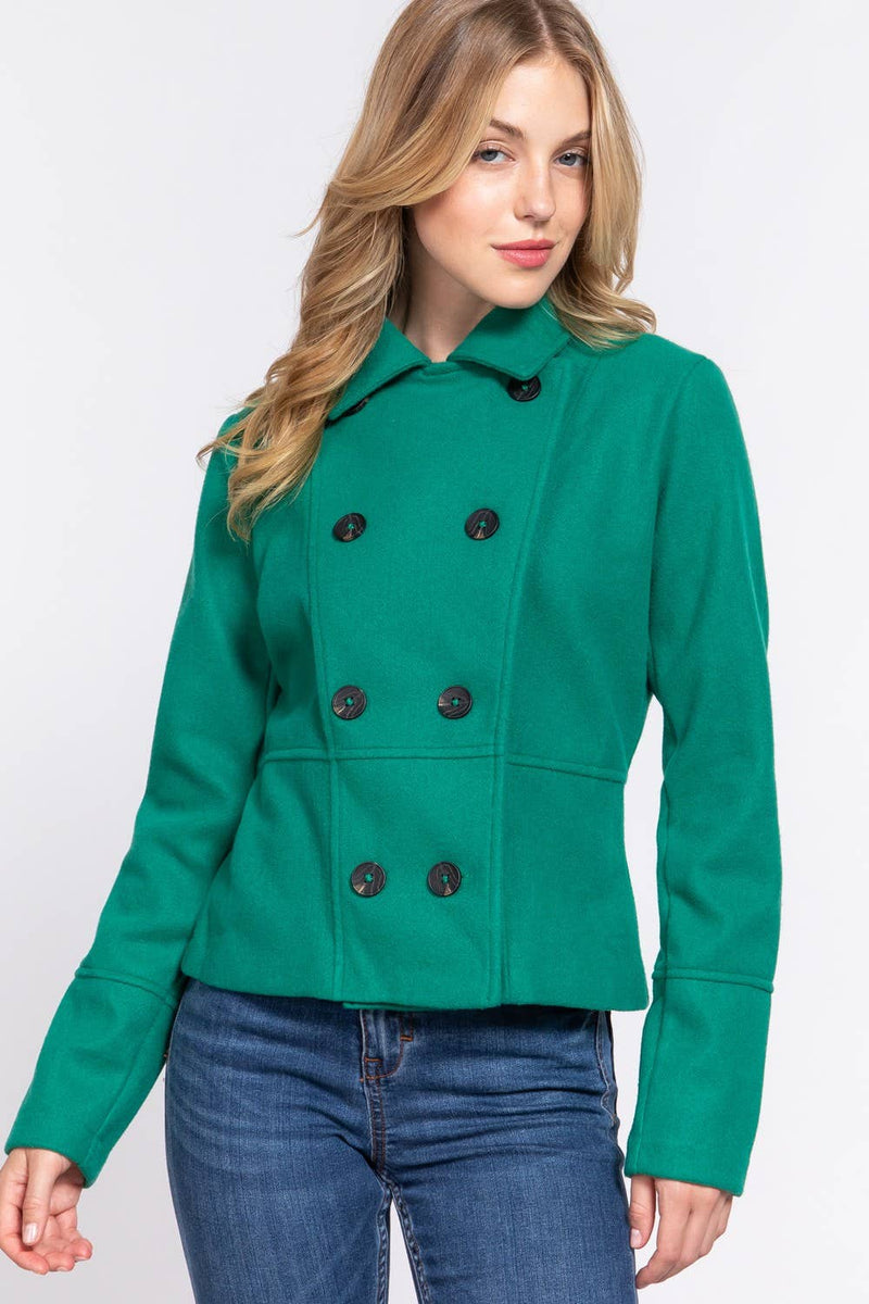 Double Breasted Cropped Pea Coat