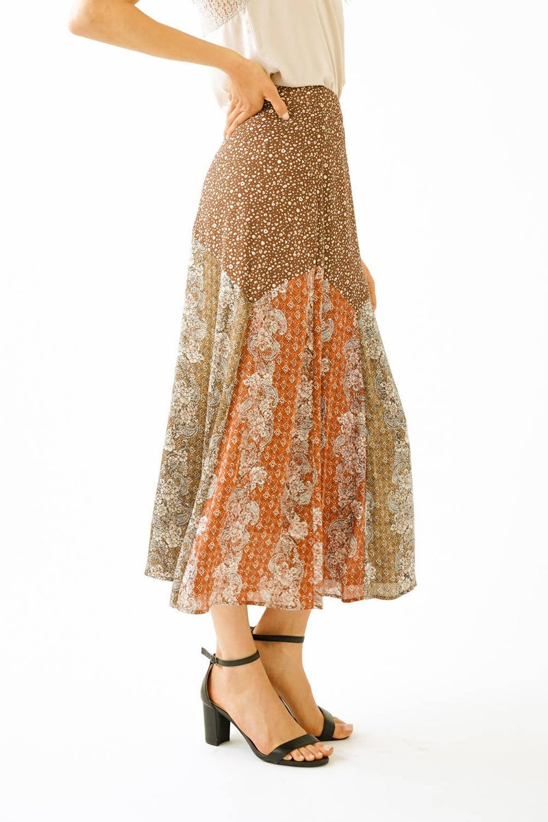 Mixed Print Fun Fall Skirt