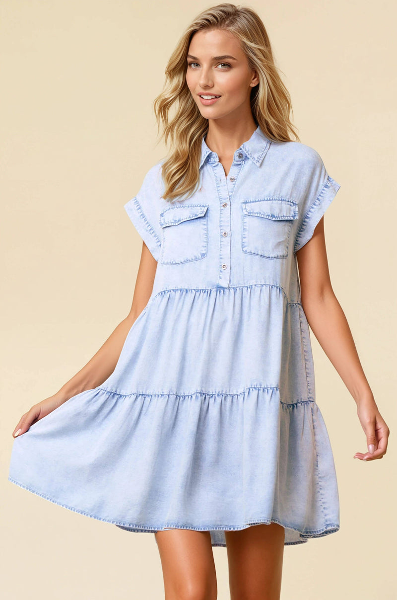 Tiered Denim Dress