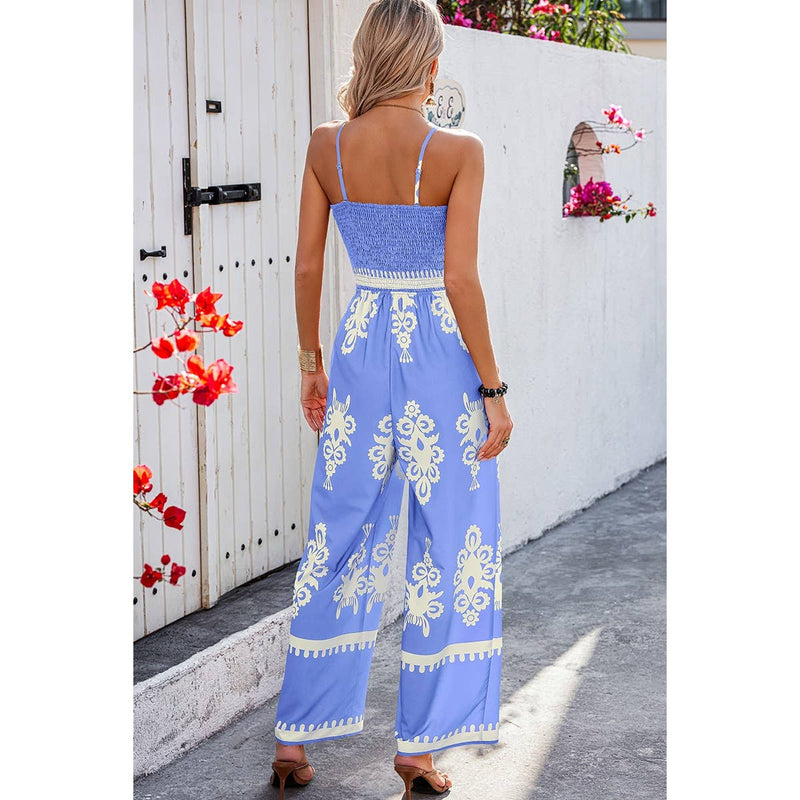 Tan Geo Print Jumpsuit