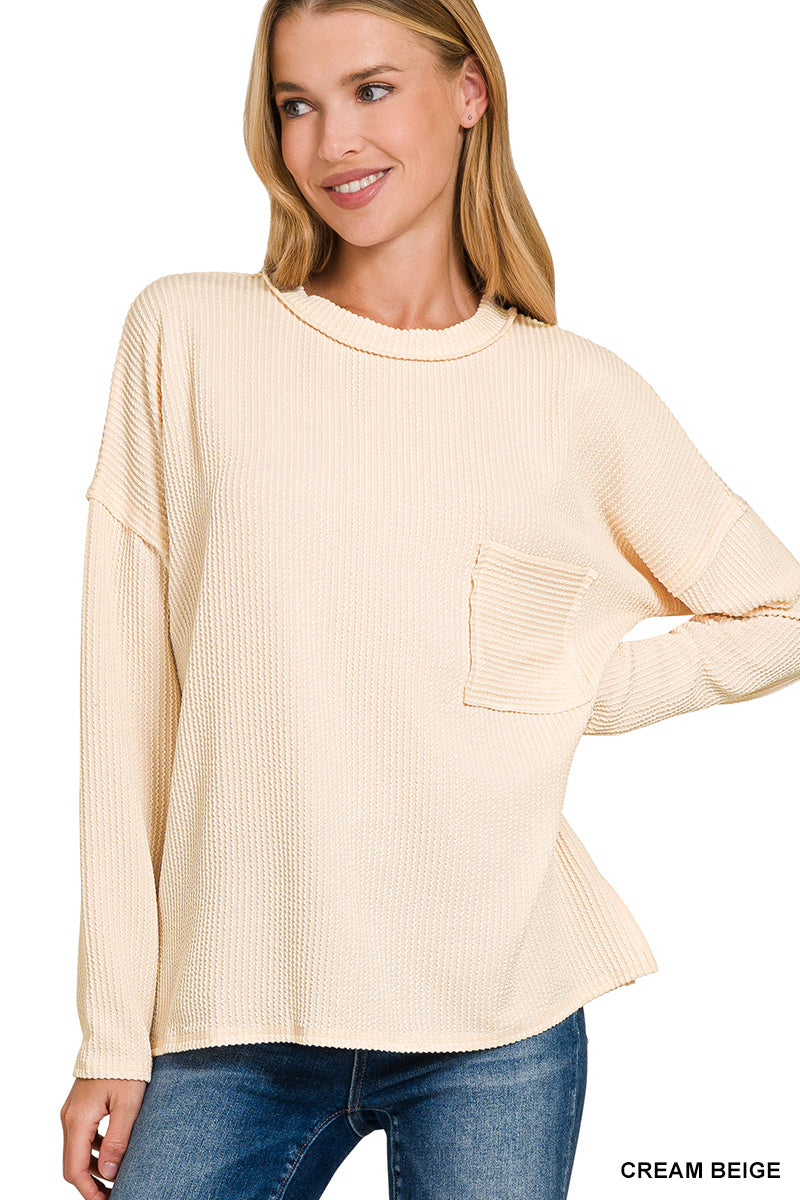 Ribbed Knit Drop-Shoulder Top in Seven Colors
