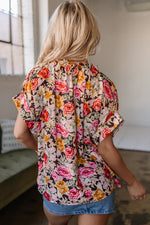 Cuff Sleeved Floral Shift Blouse