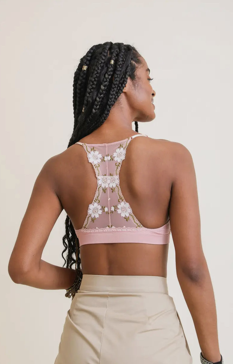 Dusty Rose Floral Bralette