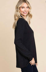 Curvy/Plus V-Neck Blouse in Black and in Red