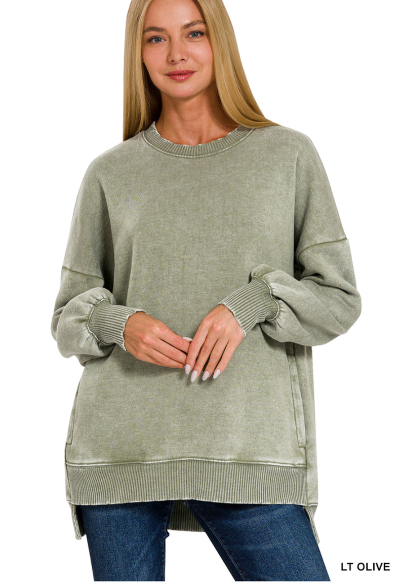 Acid -Washed Hi-Low Sweatshirt-New Colors!