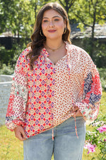 Plus Floral Boho Patchwork Blouse