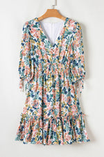 Sky Blue Floral Short Dress