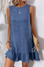 Lineny Shift Dress with Tie Back