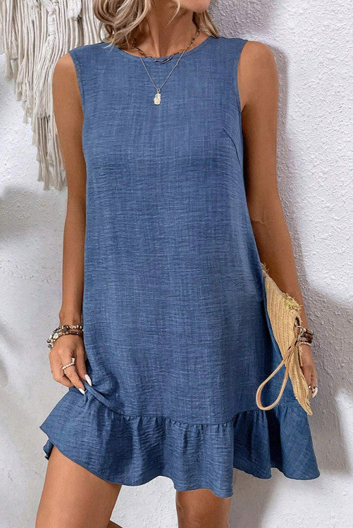 Lineny Shift Dress with Tie Back