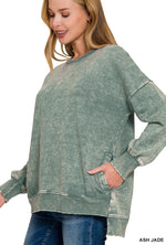 Acid -Washed Hi-Low Sweatshirt-New Colors!