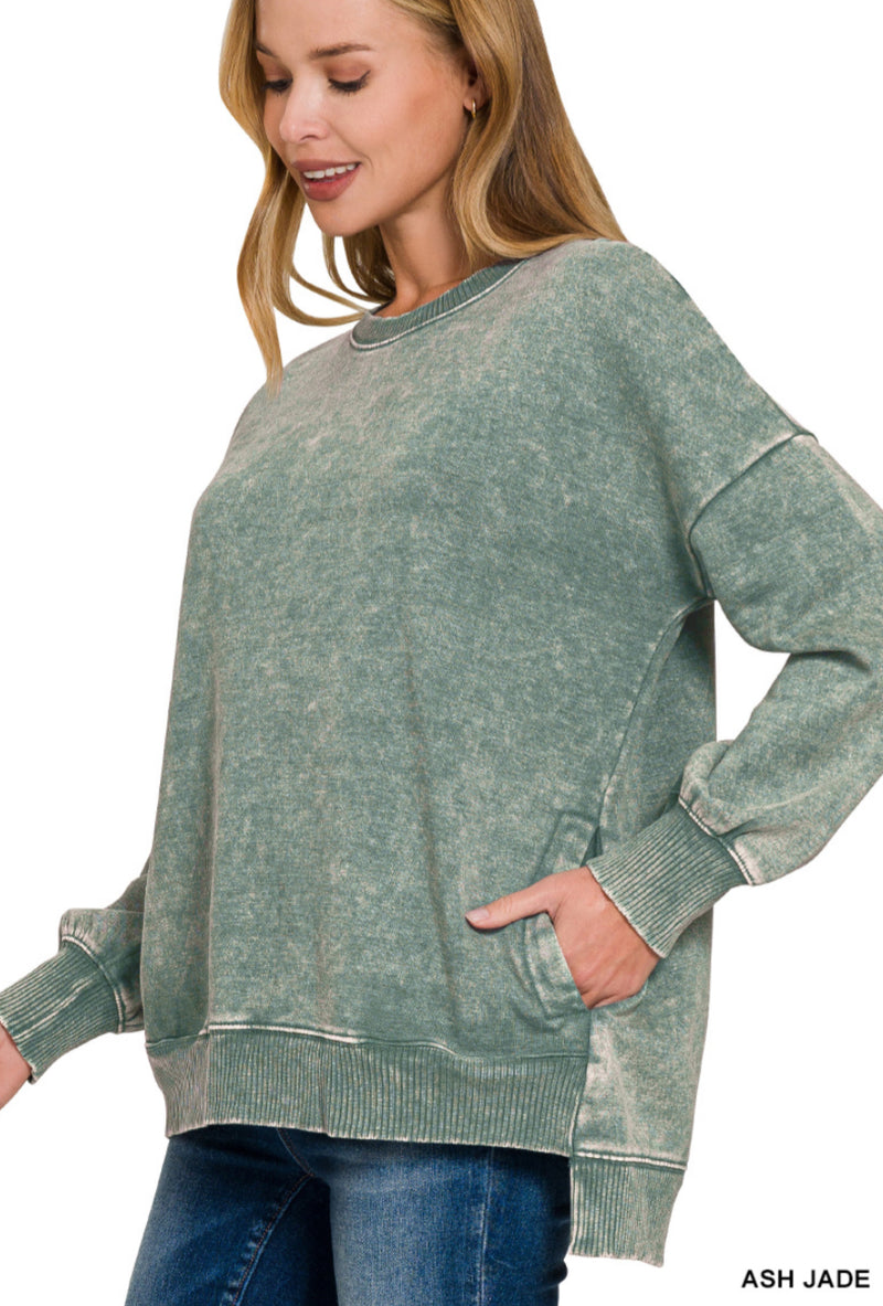 Acid -Washed Hi-Low Sweatshirt-New Colors!