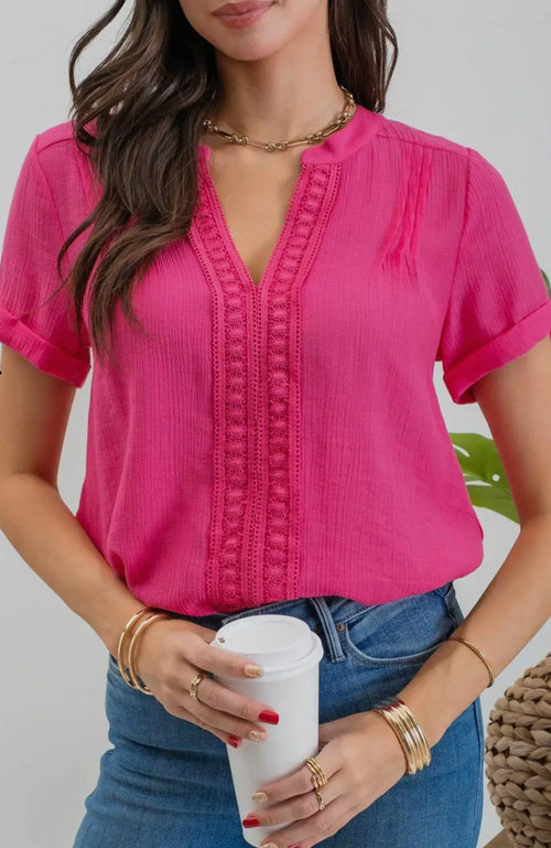 Lace Detail Pink Top