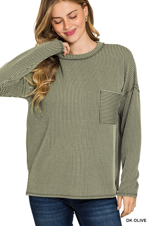 Ribbed Knit Drop-Shoulder Top in Seven Colors