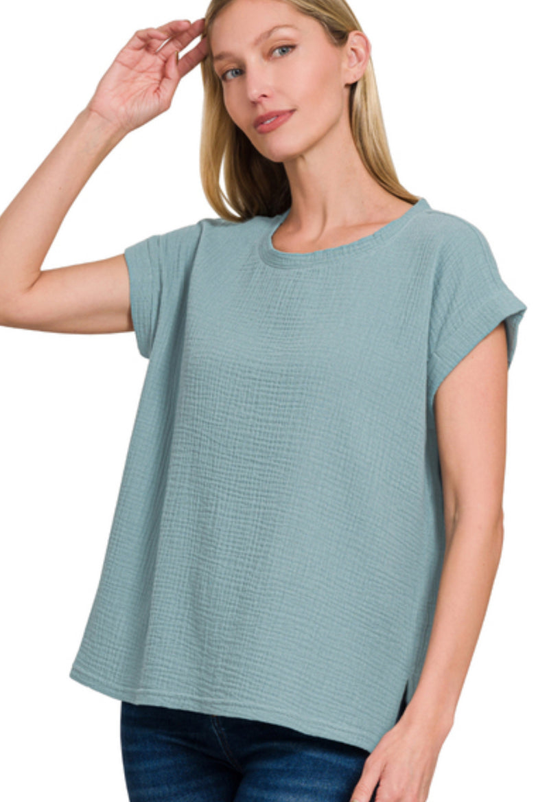 Double Gauze Short Sleeve Top