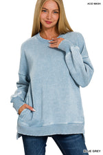 Acid -Washed Hi-Low Sweatshirt-New Colors!
