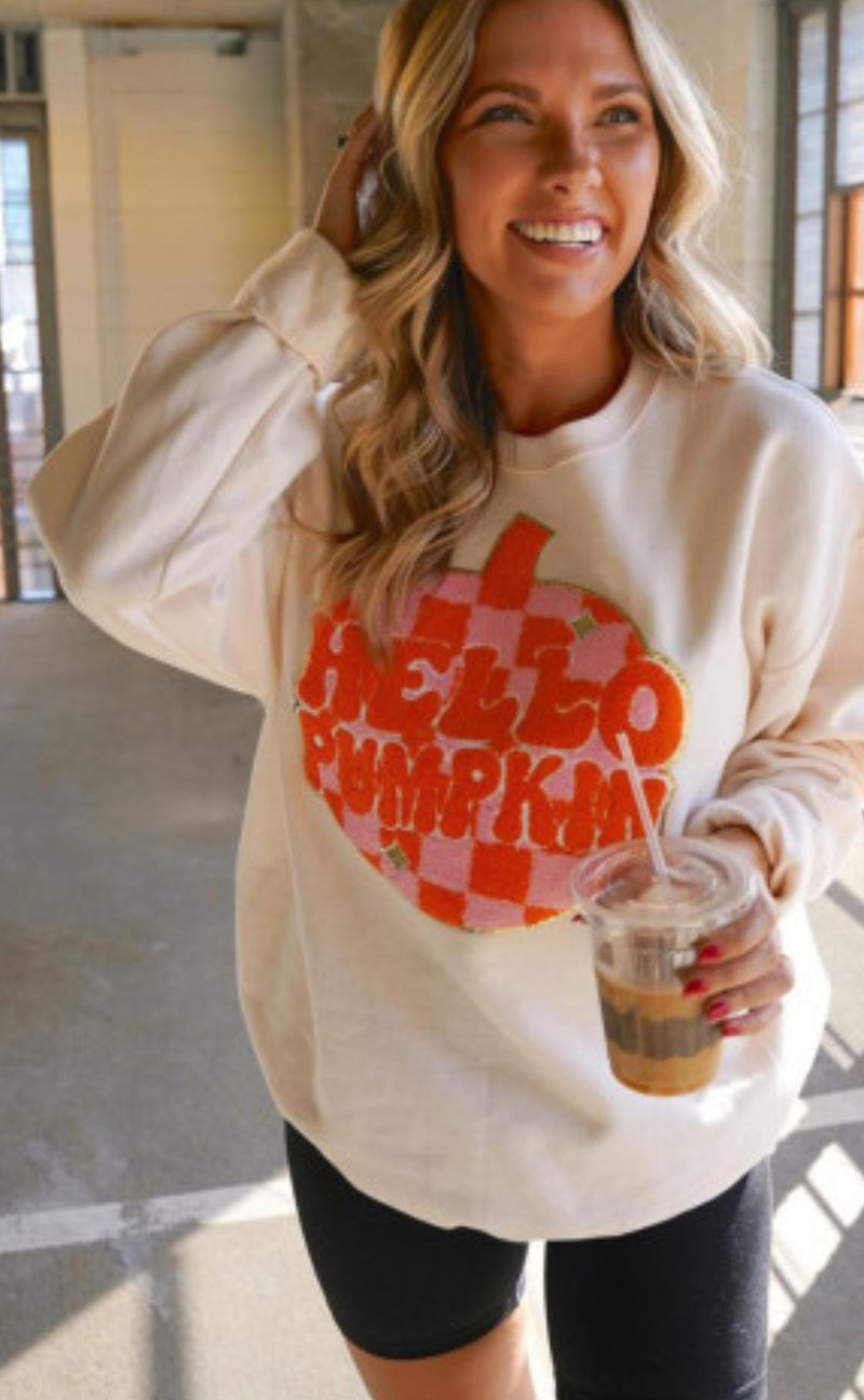 Hello Pumpkin White Sweatshirt