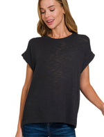 Rolled Sleeve Slub Sweater
